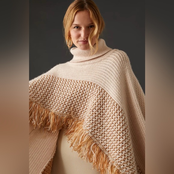 By Anthropologie Cropped Poncho Sweater - Picture 2 of 8